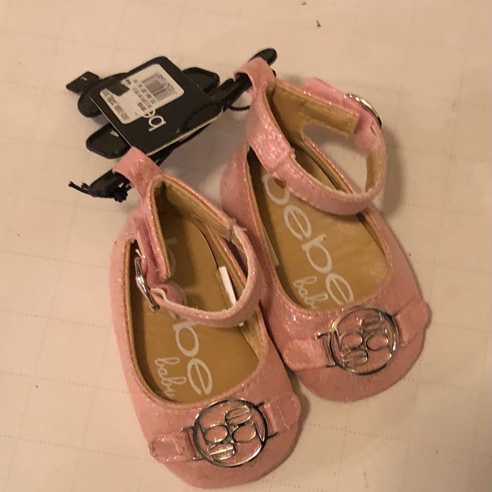 Bebe Baby Girls' Glitter Logo Mary Jane Shoes 0-3 months